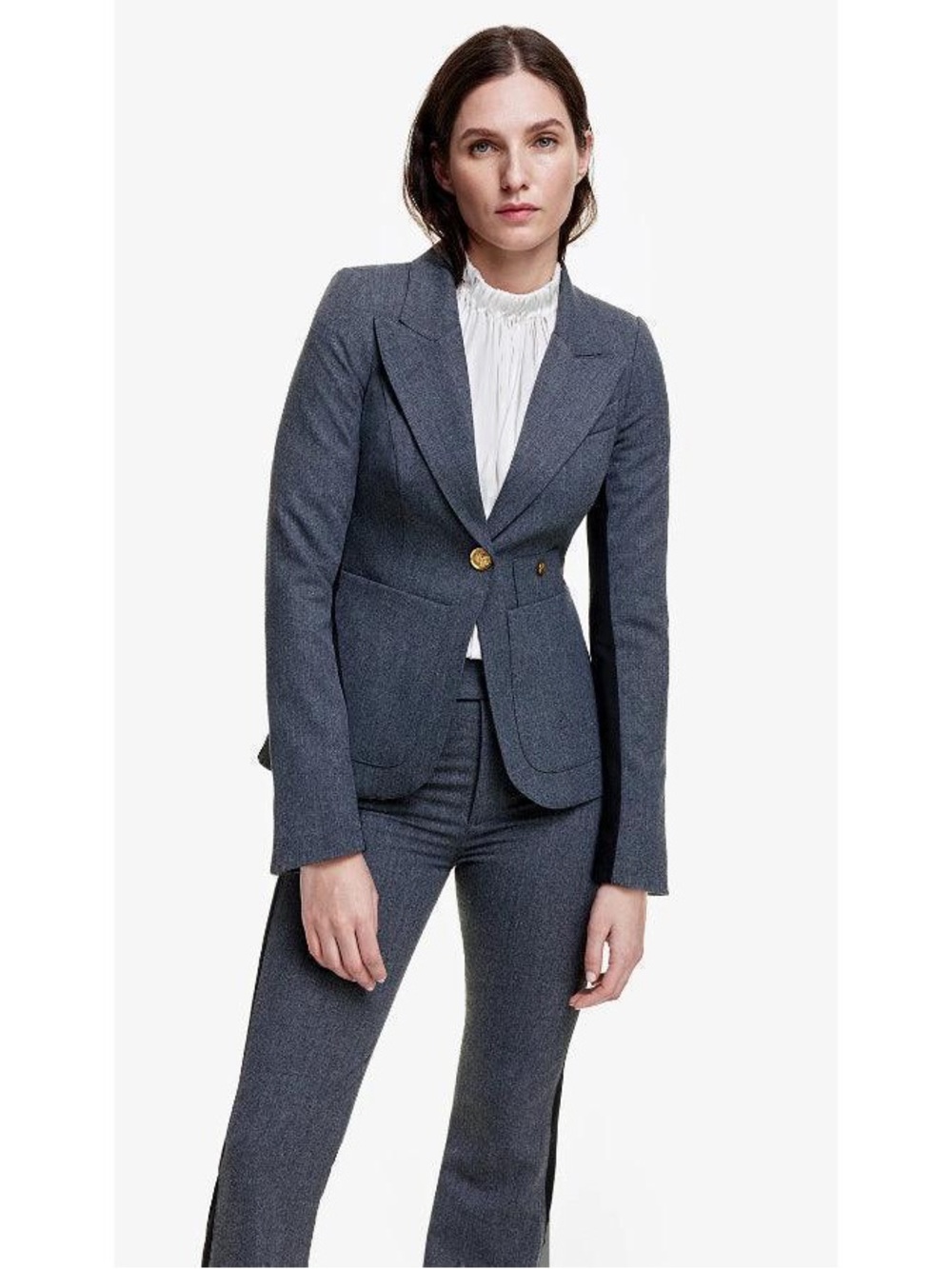 🆕 SMYTHE Tux Stripe Patch Pocket Blazer in Charcoal/Black Sz 4